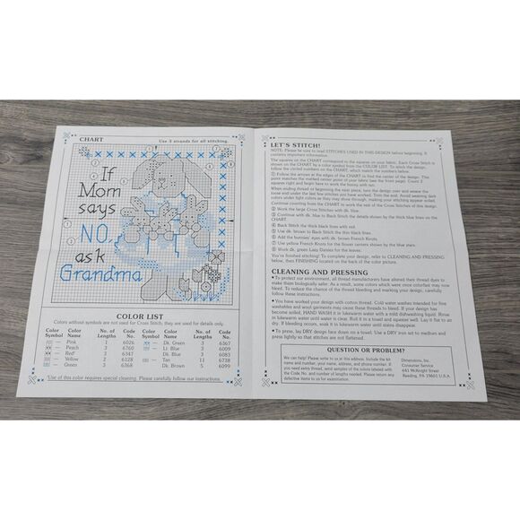 VTG 1991 Dimensions Nice n Easy Counted Cross Stitch Ask Grandma Barbara Mock - Picture 6 of 7